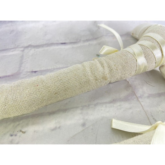 Hoppy Easter Shelf Sitter Ballerina Bunny Rabbit Doll Sitting White Beige Floral - Picture 4 of 12